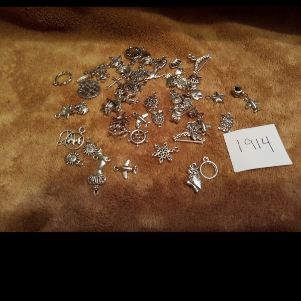 50 Miscellaneous Silver Charms #1914